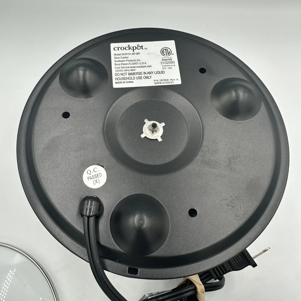 Crockpot SCR151‎ 1.5 Quart Manual Slow Cooker Black Round Mini Dip Warmer Tested